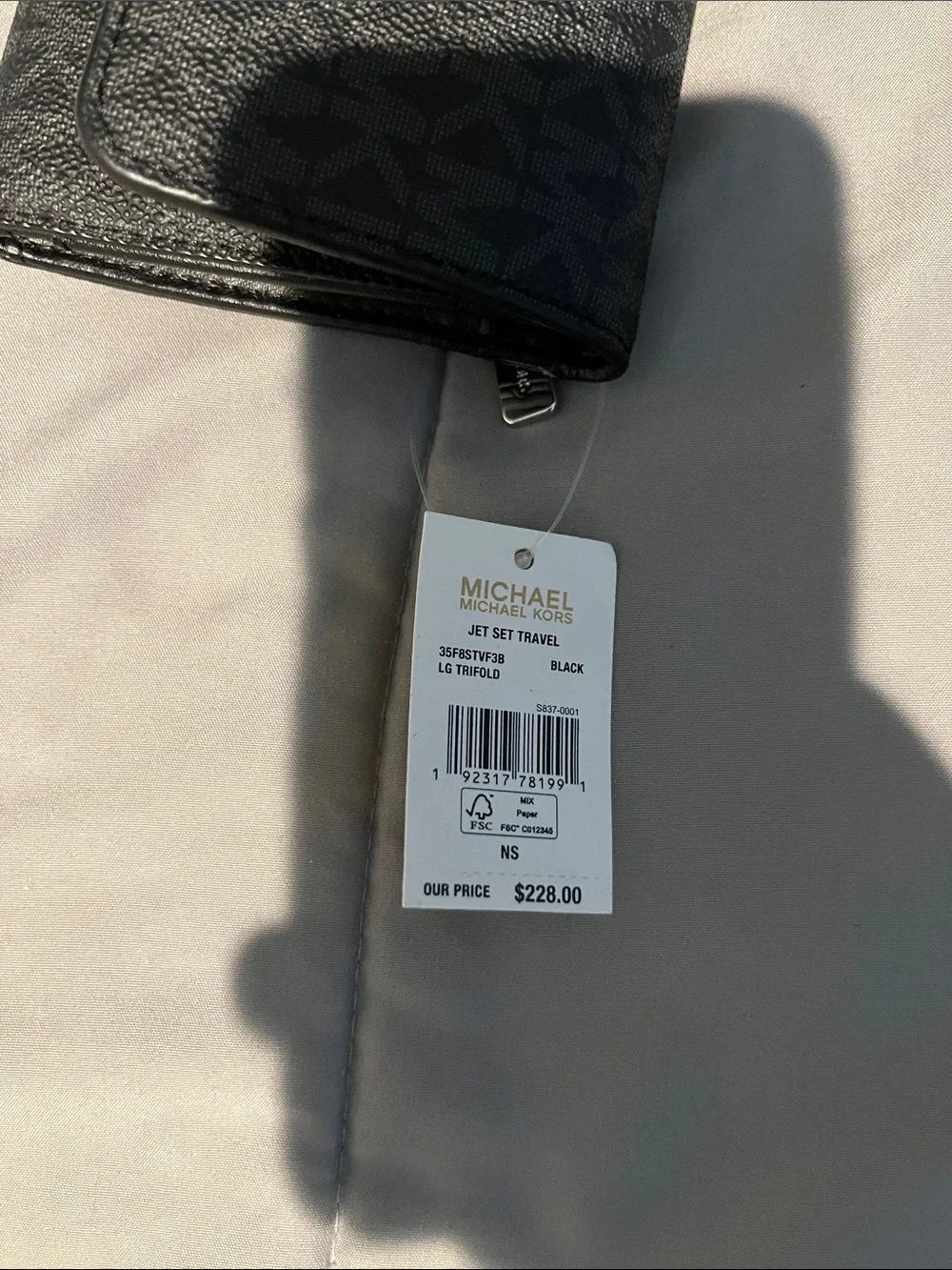 Michael Kors Black MK Monogram Foldover Wallet